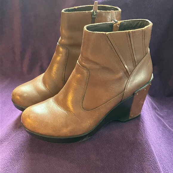 Dansk brown ankle boots, wedge heel size 40 (9 1/2) - Picture 1 of 9